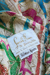 Gorgeous 1960s Lucie Ann Beverly Hills Gold Thread Lame Caftan w Sequin Detailing