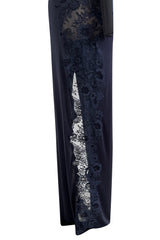 Incredible Early 2000s John Anthony Couture Blue Silk Jersey Dress w See Through Lace  Side & Bodice