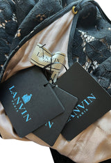 Easy to Wear 2010s Lanvin by Alber Elbaz Black Lace Illusion Dress w Button Front