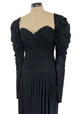 Spectacular 1970s Lanvin by Jules-Francois Crahay Off or On the Shoulder Draped Jersey Dress