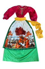 Documented Spring 1977 Emanuel Ungaro Haute Couture Brilliant Silk Skirt & Top Set