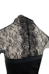 Spring 2004 Alexander McQueen Black Silk Taffeta and Black Lace Detailed Top & Skirt Set