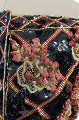 Elaborate 1987 John Anthony Couture Off Shoulder Mini Dress w Sequin Beading & Rosettes