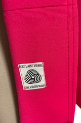 Gorgeous 1970s Unlabeled Top Stitched Knit Jersey Coat in a Bright Joyful Raspberry Coral Colour
