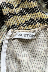 Iconic Late 1970s Halston Rare Iridescent Gold & Black Sequin Tiger Print Dress