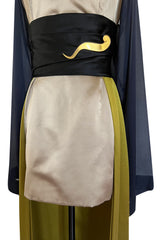 Fall 1994 Guy Laroche Haute Couture Runway Wide Sleeve Dress w Cumberbund & Back Skirt Panel