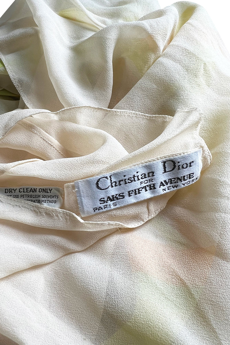 Beautiful 1973 Christian Dior by Marc Bohan Printed Silk Chiffon Dress
