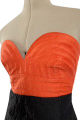 Killer Spring 1989 Gianni Versace Couture Strapless Topstitched Dress W Back Buttons & Cut Out