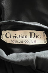 Superb Late 1970s Christian Dior by Marc Bohan Minimalist Demi-Couture Black Silk Dress