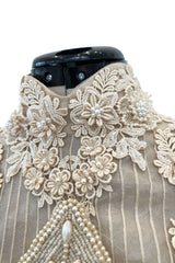 Late 1980s Capriccio Victorian Inspired Ecru Ivory Colour Silk Organza Dress Set
