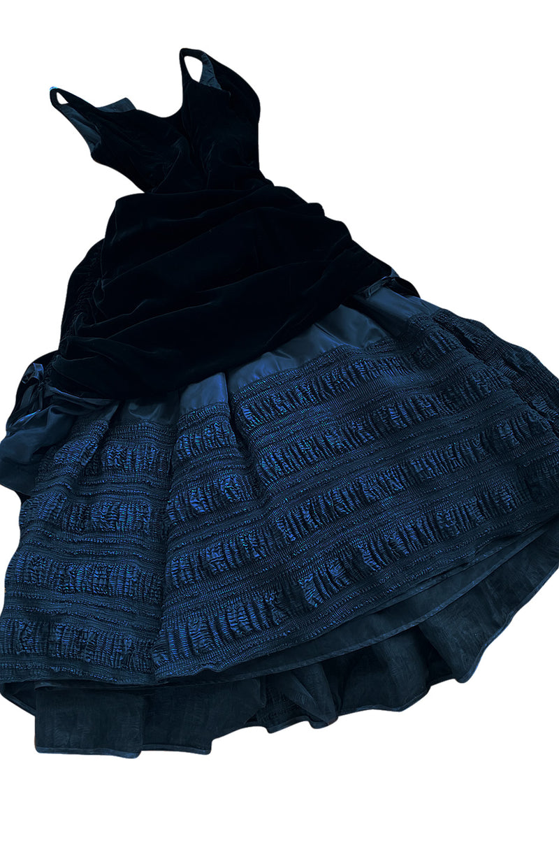 Fall 1998 Christian Lacroix Runway Black Velvet Dress W Signature Puffed Silk Taffeta Underskirt