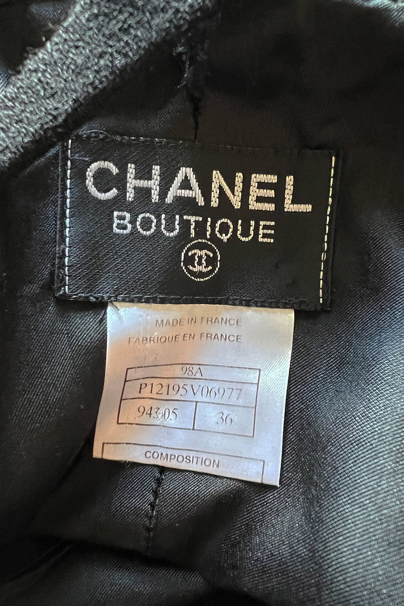 Gorgeous Fall 1998 Chanel by Karl Lagerfeld Runway Black Crepe One Shoulder Dress