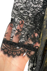 Fall 1997 Christian Lacroix Runway Black Lace Over Dress w a Slinky Silk Underdress