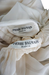 Spring 1961 Balmain Haute Couture Lesage Ivory Beaded Dress w Detachable Cape