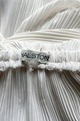 Incredible Spring 1978 Halston Plunged & Pleated White Wrap Silk Chiffon Runway Dress