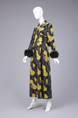 Important Fall 1970 Oscar de la Renta Ad Campaign Silk Brocade Dress