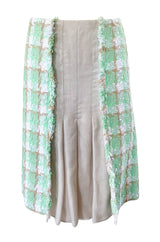 2004 Chanel Cruise Documented Mint Green Boucle & Silk Chiffon Suit