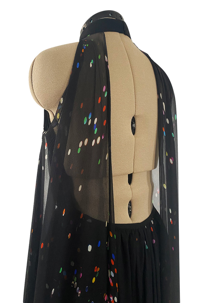Resort 2014 Givenchy by Riccardo Tisci Backless & Caped Panel Silk Chiffon Dotted Confetti Print Dress