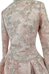 Fall 1994 Nina Ricci Haute Couture Metallic Cord Detailed Lace & Pink Silk Dress