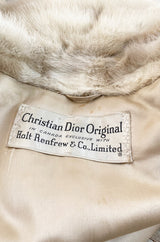 Rare 1960s Christian Dior Pale Ivory Mink Coat w Python Snake Insets