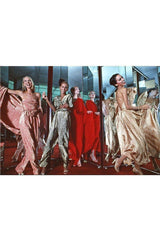 c.1978 Halston One Shoulder Gold Lame Jersey Full Length Maxi Dress