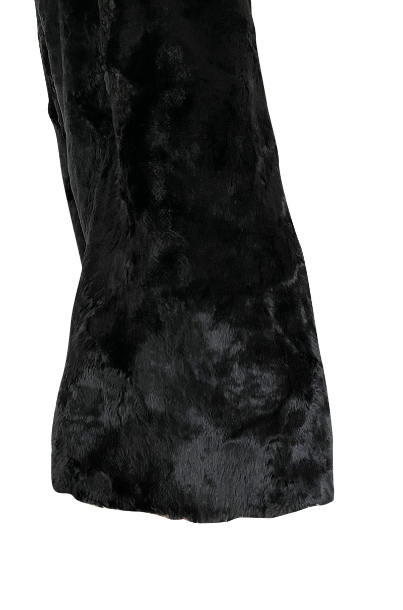 Documented 1973 Biba by Barbara Hulanicki Rare Maternity Label Black Faux Fur Swing Coat