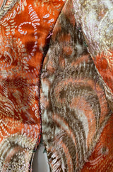 Unusual 1960s Bill Blass Open Panel Gold & Coral Metallic Coat