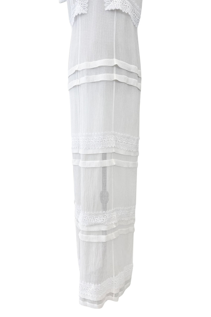 Pristine Mid 2000s Givenchy by Riccardo Tisci White Cotton Gauze & Lace Dress w Matching Underdress