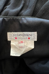 Incredible Fall 1993 Yves Saint Laurent Runway Black Silk Chiffon Dress W Ruffle Full Sleeves