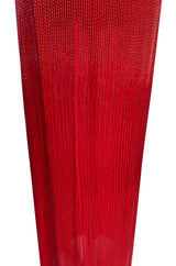 Showstopping 1975 John Anthony Couture Deep Plunging Red Dress Entirely Covered in Glass Beads