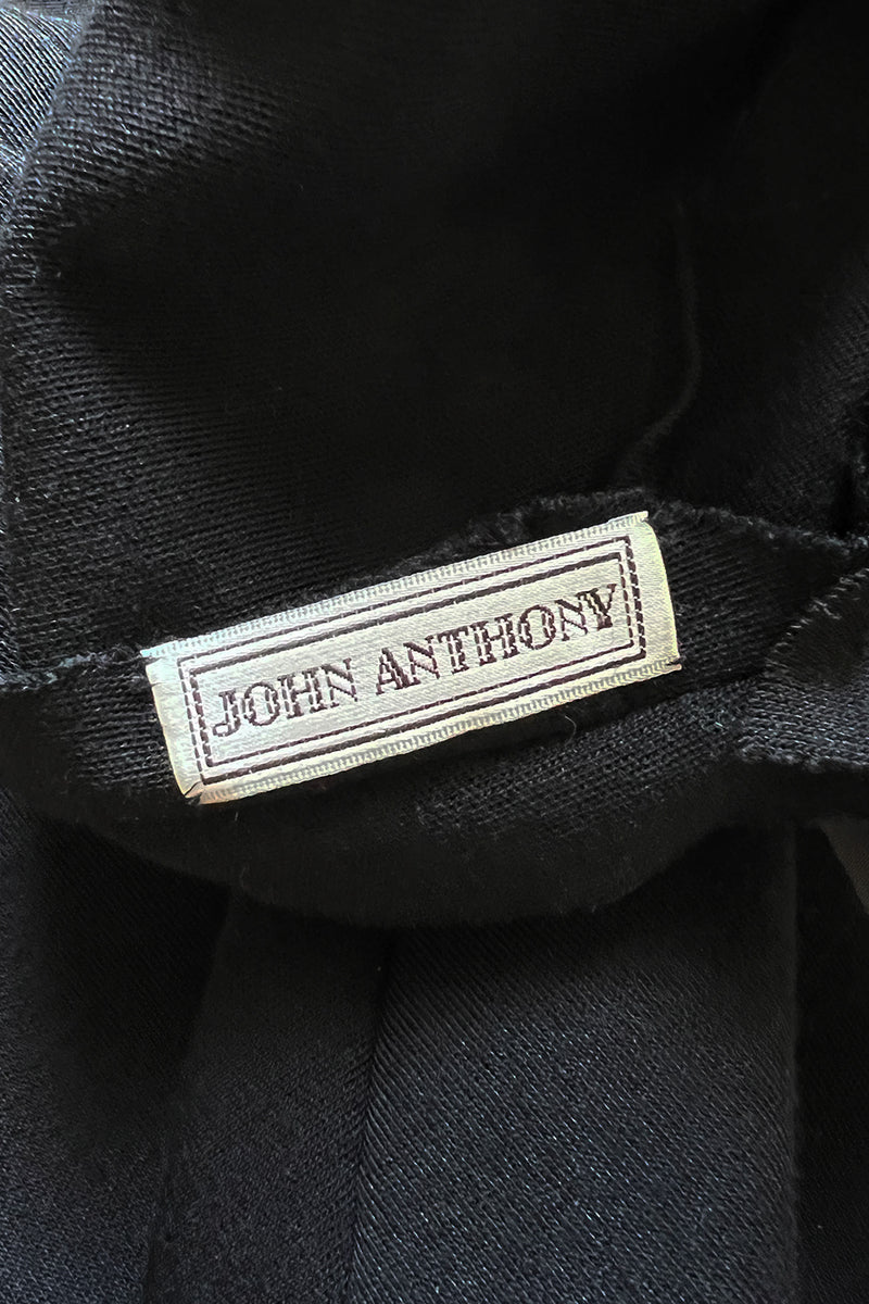 Gorgeous Early 2000s John Anthony One Sleeve Jersey Dress w Full Open Side & Bow Detail
