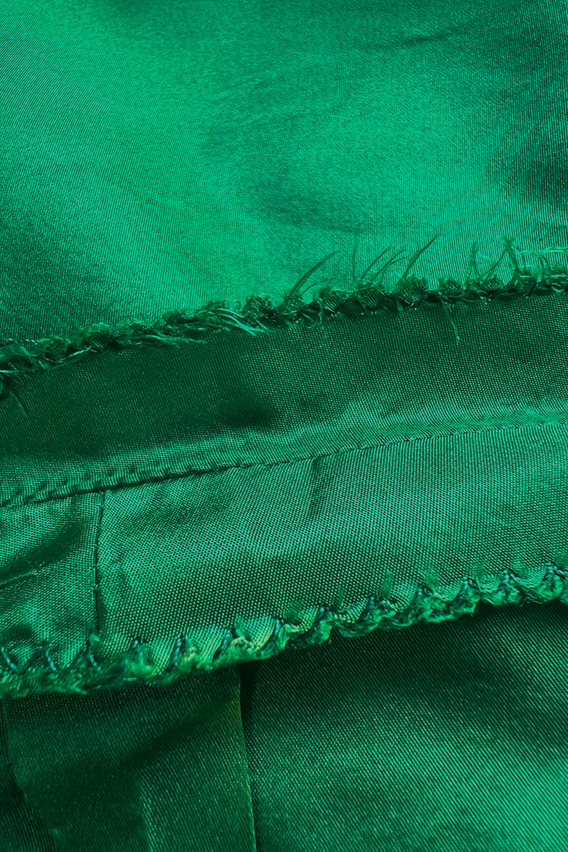 1980s Paul-Louis Orrier Emerald Green Silk Taffeta Couture Dress w Extravagant Ruffles