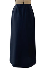 Stunning 1950s Jacques Fath Deep Navy Blue Silk Button Vent & Side Button Jacket Suit