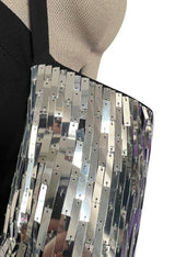 Avent Garde Fall 1991 Karl Lagerfeld Suspended Sleeve Dress w Flat Silver Sequin Detailing