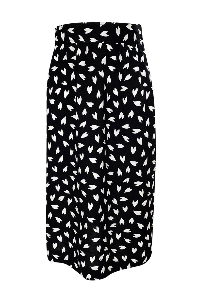 Fall 1982 Yves Saint Laurent Heart Print Black & White Suit Set