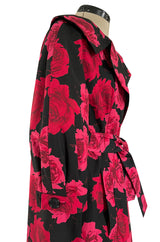 Documented 1962 Marc Bohan for Christian Dior Rose Printed Coated Cotton Raincoat