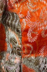 Unusual 1960s Bill Blass Open Panel Gold & Coral Metallic Coat