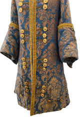 Remarkable Late 1800s Charles H. Fox Theatre Costume Gold & Blue Brocade Great Coat