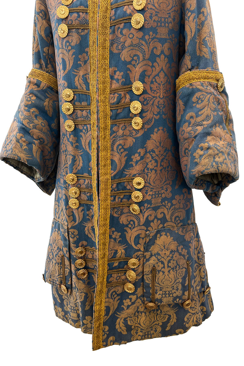 Remarkable Late 1800s Charles H. Fox Theatre Costume Gold & Blue Brocade Great Coat