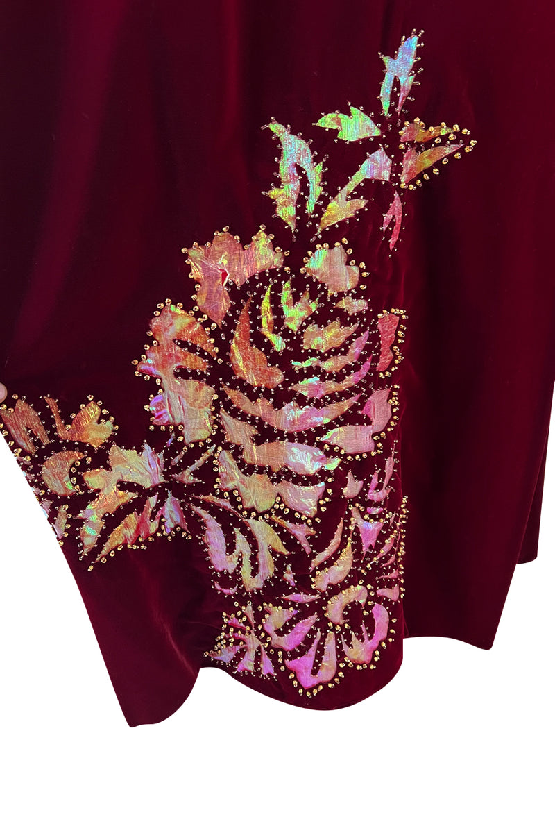 Exceptional Mid-1980s Paco Rabanne Haute Couture Velvet Beaded Caftan Dress
