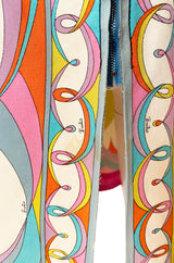 1960s Emilio Pucci Curving Pattern Pastel Printed Crisp Cotton Sun Dress
