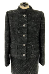 Chic Fall 2004 Chanel by Karl Lagerfeld Haute Couture Black & White Boucle Runway Dress & Jacket
