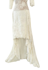 Incredible 2012 Alexander McQueen Ivory Lace Corseted Wedding Dress w High Front and Trained Back
