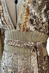 Highly Documented Fall 2006 Gucci by Frida Giannini Runway Gold Sequin Mini Dress