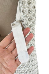 Fabulous 1960s Madeleine de Rauch Haute Couture Pearl White Sequin & Rhinestone Dress