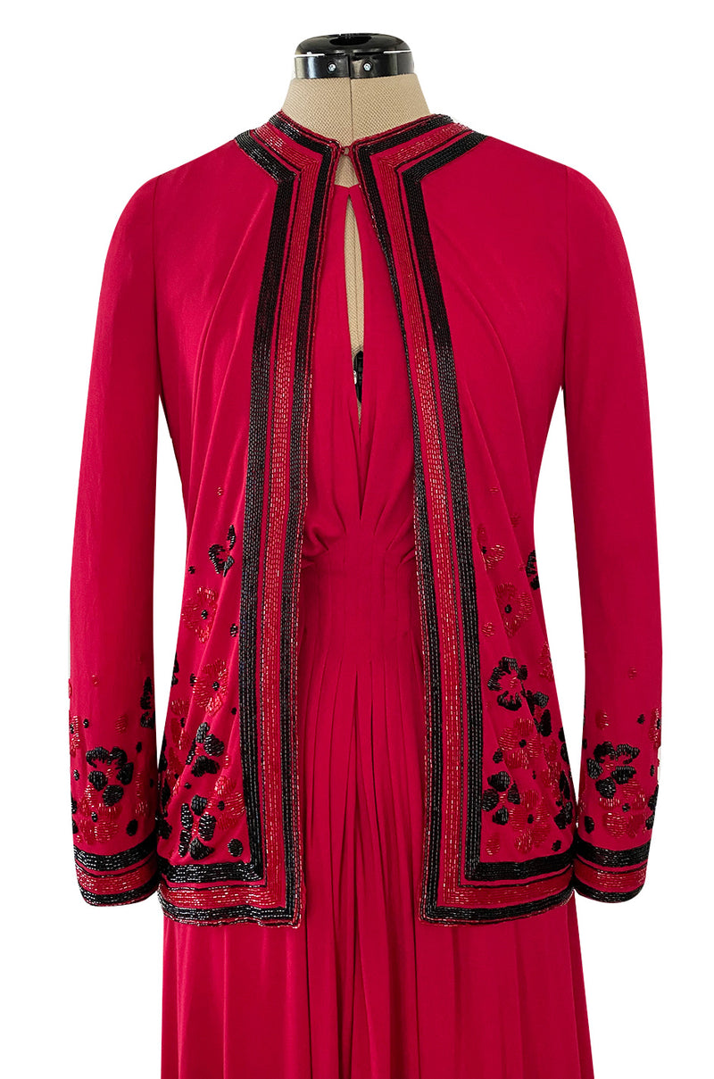 Spring 1976 Chanel Haute Couture Silk Jersey Dress & Lesage Beaded Jacket