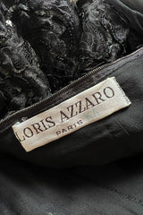 Gorgeous 1980s Loris Azzaro Black Silk Chiffon & Sequin Ribbon Detail Dress