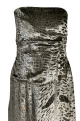 Fall 1986 Bill Blass Silk Velvet Lame Beaded Evening Strapless Dress & Jacket