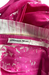 Gorgeous 1970s Hanae Mori Pink Scenic Print Wrap Skirt & Button Down Top Set