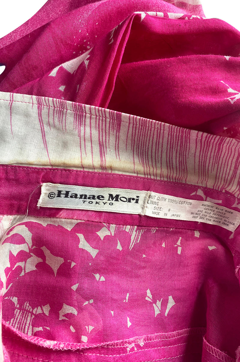 Gorgeous 1970s Hanae Mori Pink Scenic Print Wrap Skirt & Button Down Top Set